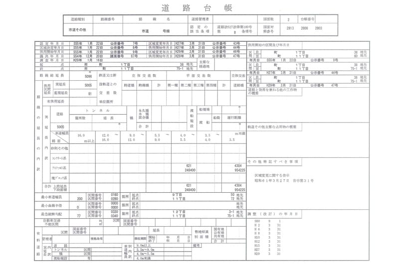 道路台帳調書作成